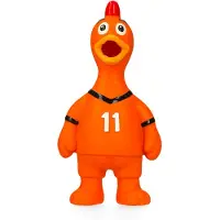 Merkloos Oranje WK Latex Hondenspeeltjes Kip