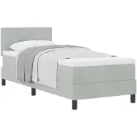 vidaXL Boxspringbett mit Matratze Hellgrau 80 x 200 cm Samt