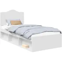 vidaXL Bettrahmen mit Kopfteil Weiß 100 x 200 cm Massives Kiefernholz