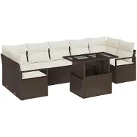 vidaXL Gartensofa-set 8 stk. 7-Sitzanzahl Braun und Creme Poly-Rattan
