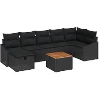 vidaXL Gartensofa-set 8 stk. Schwarz Poly-Rattan