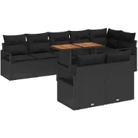vidaXL Gartensofa-set 9 stk. 8-Sitzanzahl Schwarz und Braun