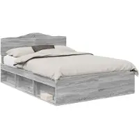 vidaXL Bettrahmen Graues Sonoma 160 x 200 cm Massives Kiefernholz