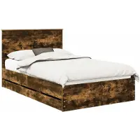 vidaXL Bettrahmen Geräucherte Eiche 135 x 190 cm Ingenieurs Holz