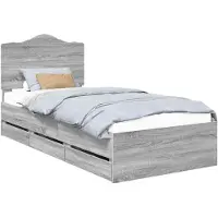 vidaXL Bettrahmen Graues Sonoma 90 x 190 cm Ingenieurs Holz
