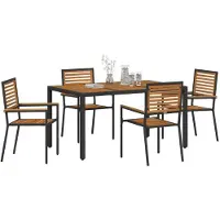 vidaXL Garten Essgruppe 5 stk. Schwarz und Braun Poly-Rattan