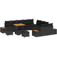 vidaXL Gartensofa-set 13 stk. 12-Sitzanzahl Schwarz Poly Rattan