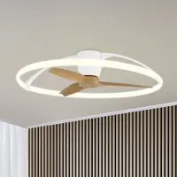 MANTRA Smart LED-Deckenventilator Nepal, weiß/buche, DC, leise dimmbar, Holz hell, für Wohn- / Esszimmer, Metall, Modern