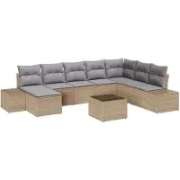 vidaXL Garten-Sofa-Set 8 stk. Beige und Hellgrau Poly-Rattan