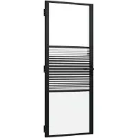 vidaXL Glastür Gestreift Schwarz 83 x 3,5 x 201,5 cm Aluminium