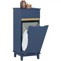 SoBuy BZR114-B Badezimmerschrank Wäscheschrank Wäschesammler Wäschekorb Badschrank Blau