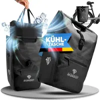 RADGEIST Fahrradtasche für Gepäckträger I Fahrradtasche Shopper mit abnehmbarer Kühltasche I Kuriertasche & Einkaufstasche 22-28 Liter - schwarz