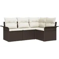 vidaXL Gartensofa-set 4 Stk. Braun Poly-Rattan