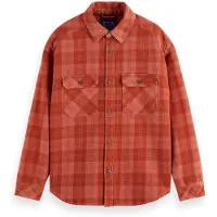Scotch & Soda Washed Denim Checked Overshirt Red Check Größe: L | Casual hemden Outlet | Herren | Blau