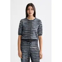 Scotch & Soda Lurex Jacquard Knitted Tee Charcoal Art Größe: L | Pullover Outlet | Damen | Schwarz