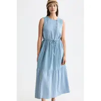 Scotch & Soda Midi Dress With Gathered Waist Faded Denim Größe: 34 | Maxikleider Outlet | Damen | Blau