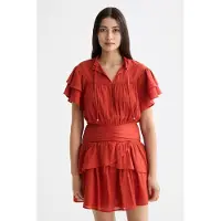 Scotch & Soda Ruffled Mini Dress With Gathered Waist Ketchup Größe: 38 | Minikleider Outlet | Damen | Weiß