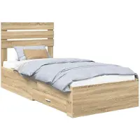 vidaXL Bettrahmen mit Kopfteil Sonoma-Eiche 90 x 200 cm Holzwerkstoff