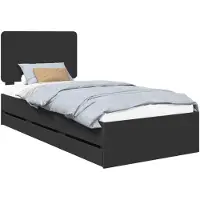 vidaXL Bettrahmen mit Schubladen Schwarz 75 x 190 cm Ingenieurs Holz