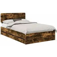 vidaXL Bettrahmen Geräucherte Eiche 120 x 190 cm Holzwerkstoff