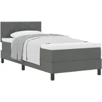vidaXL Boxspringbett mit Kopfteil Dunkelgrau 90 x 200 cm Stoff