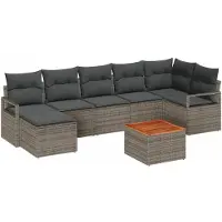 vidaXL Gartensofa-set mit Kissen 8 pcs Grau Poly-Rattan