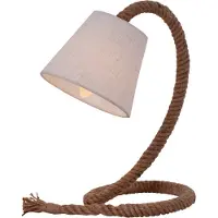 Näve Tischleuchten - Tischleuchte mit Textilschirm "ROPE", Tischlampe im Landhaus Stil, ausMetall, Kunststoff und Textilmaterial in natur, 35 cm hoch, Maße 26 x 18 cm, E14-Fassung – Schnurschalter