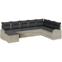 vidaXL Gartensofa-set 8 stk. Hellgrau [Synthetisch]: Poly Rattan