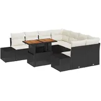 vidaXL Gartensofa-set 9 Stk. Schwarz und Creme