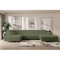 ALTDECOR Ecksofa - COMA U - 345x203x79 - Grün Corner Sofa Eckcouch Couch U-Form, Schlafcouch Ausziehbar Wohnlandschaft
