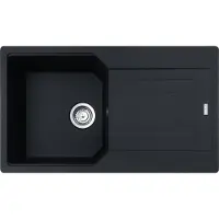 Franke Spüle URBAN UBG 611-86 in BLACK MATT mit Excenterbedienung Drehknopf Edelstahl / Ausschnittmaß 840 x 480 mm R15 / Granitspüle