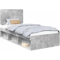 vidaXL Bettrahmen Beton Grau 100 x 200 cm Massives Kiefernholz