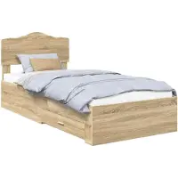 vidaXL Bettrahmen mit Kopfteil Sonoma-Eiche 90 x 200 cm Holzwerkstoff