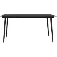 vidaXL Garten-Esstisch Schwarz 150x80x74 cm Stahl und Glas