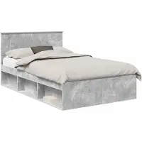 vidaXL Bettrahmen mit Kopfteil Beton 120 x 190 cm Holzwerkstoff