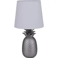 Näve Tischleuchten - Keramik-Tischleuchte "ANANAS" weiß / silbermatt, Tischlampe im Klassik Stil, aus Keramik in silber, 45 cm hoch, Ø 23 cm, E14-Fassung – Schnurschalter