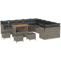 vidaXL Gartensofa-set 14 stk. Grau Poly-Rattan