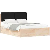 vidaXL Bettgestell mit gepolstertem Kopfteil Schwarz 140 x 200 cm