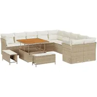 vidaXL Gartensofa-set 13 stk. Beige und Creme Poly-Rattan
