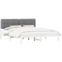 vidaXL Bettgestell mit gepolstertem Kopfteil Hellgrau 200 x 200 cm