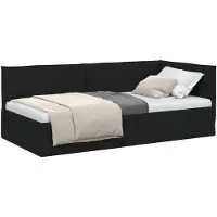 vidaXL Eckbettgestell mit Kopfteil Schwarz 100 x 200 cm Stoff
