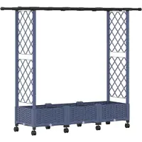 vidaXL Hochbeet mit Rankgitter und Dach Grau 164 x 40 x 127 cm PP