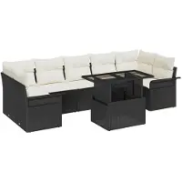 vidaXL Gartensofa-set 8 Stk. Schwarz [Synthetisch]: Poly Rattan