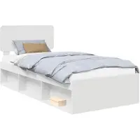 vidaXL Bettrahmen mit Kopfteil Weiß 100 x 200 cm Massives Kiefernholz