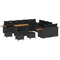 vidaXL Gartensofa-set 18 stk. 11-Sitzanzahl Schwarz Poly-Rattan