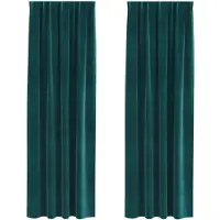 vidaXL Verdunkelungsvorhänge 2 pcs Dunkelgrün 140 x 260 cm Samt