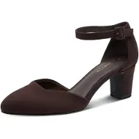Tamaris Damen Pumps Fesselriemen Blockabsatz samtige Haptik 1-24412-41, Größe:38 EU, Farbe:Braun