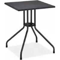 Relaxdays Gartentisch, HBT: 75x61x61 cm, Balkontisch Holzoptik, Kunststoff, Metall, Terrassentisch quadratisch, schwarz