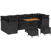 vidaXL Gartensofa-set 10 stk. 7-Sitzanzahl Schwarz Poly-Rattan