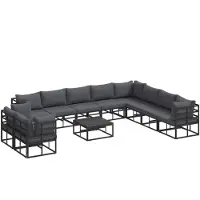 vidaXL Gartensofa-set 11 stk. Schwarz Aluminium